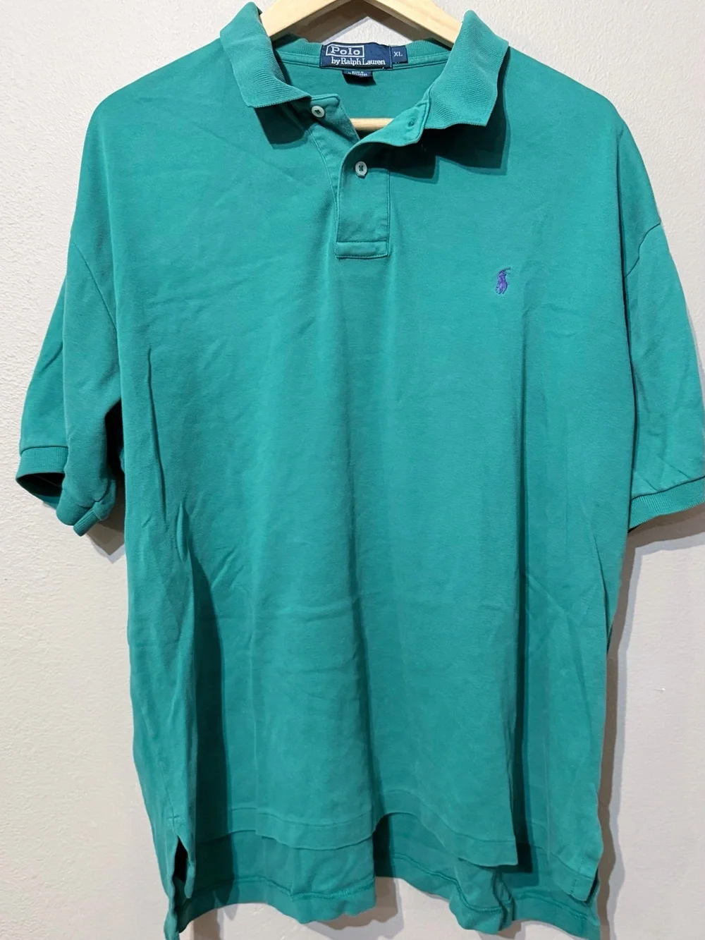 Ralph Lauren Polo Shirt in Teal Green with Purple Pony